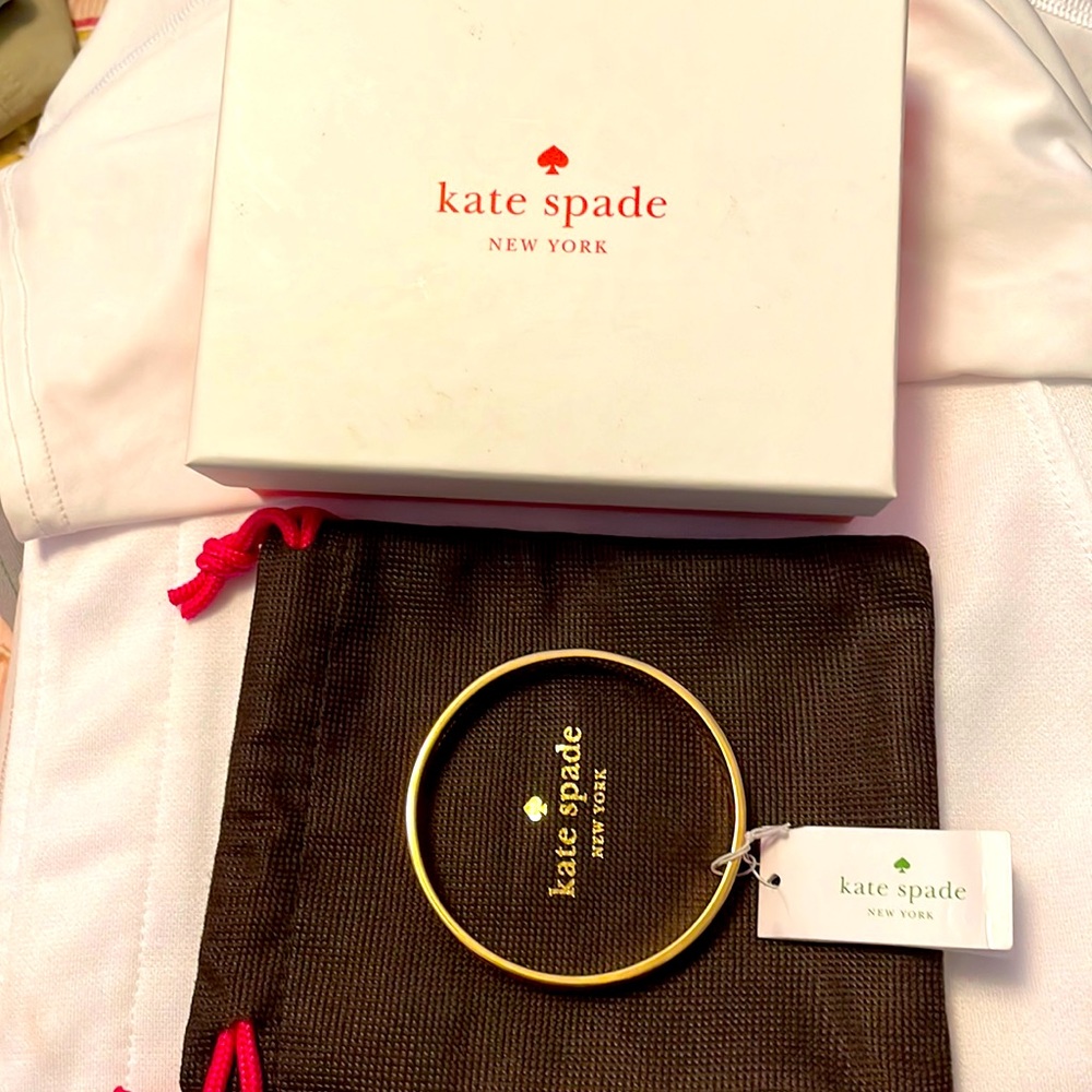 NWT Kate Spade Gold bracelet with Pink enamel